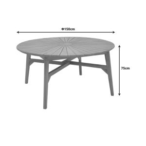Dining table 7pcs Ganny-colen teak wood in natural shade Φ150x75cm
