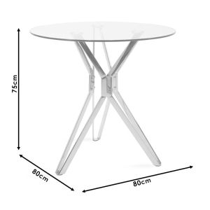 Aryan dining table with glass top 10mm D80x75cm