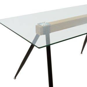 Dining table Astrid with 10mm glass top and black metal legs 140x80x75cm
