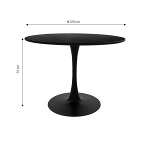 Dining table Balou I-caron set of 5 MDF and PP in black-natural shade Φ120x75cm