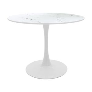 Dining table Balou-parker set of 5 pieces white-beige D100x73cm