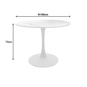 Dining table Balou-parker set of 5 pieces white-beige D100x73cm