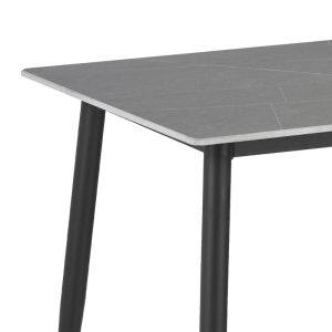 Bella-gustas dining table set of 7 gray marble sintered stone-black metal 160x85x75cm