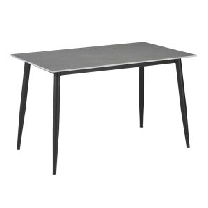 Bella-gustas dining table set of 7 gray marble sintered stone-black metal 160x85x75cm