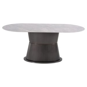 Bent dining table - ceramic top marble base Mdf anthracite color 180x90x76hcm Hm9773,01