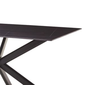 Dining table Bethan sintered stone gray cement with black metal legs 180x90x75cm