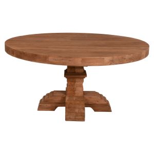 Dining table Bold Round Provence Hm9643 solid teak with carved legs-8cm top, D150x76cm