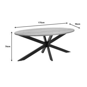 Dining table Bonre Lizard acacia solid wood-teal metal legs 175x96x76cm