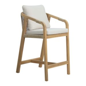 Dining table Bravo-luciana set of 7 pieces made of solid acacia wood and beige fabric 130x70x90cm