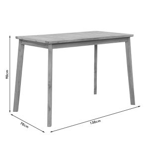 Dining table Bravo-luciana set of 7 pieces made of solid acacia wood and beige fabric 130x70x90cm