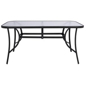 Dining table Bruno Hm5145.03 metal in black color-tempered glass 150χ90χ72hcm.