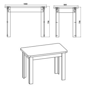 Dining table Celeste 100x60x73.5cm