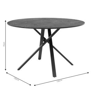 Dining table Cerco with black Mdf top D120x75cm