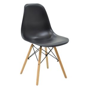 Dining table Chloe-julita set of 5 pieces, 8 mm anthracite glass - natural legs 120x70x75cm