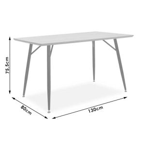 Conor dining table with Mdf top and metal legs 130x80x75.5cm