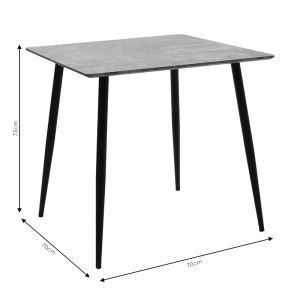 Dining table Cuba with Mdf top cement/black 70x70x75cm