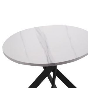 Dammero melamine dining table with white marble top D100x75cm