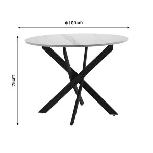 Dammero dining table with metal legs and melamine top in dark gray D100x75cm