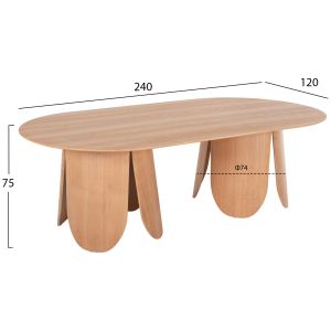 Dining table Denty Mdf with oak veneer natural oak color 240x120x75hcm Hm9611,01
