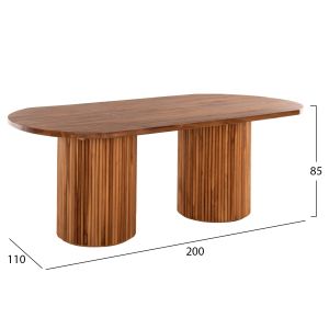 Dining table Drema Hm9893 made of solid teak wood 200χ110χ85hcm with a 4cm top
