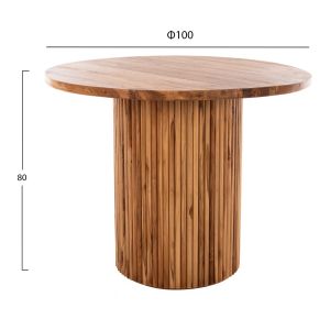 Dining table Drema1 Hm9895 made of solid teak wood D100x80hcmtop 3cm