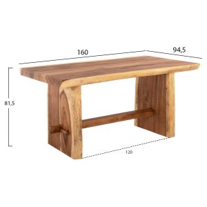 Dining table Egon Hm9491 made of solid soar wood with a top of 7.5cm 160x94.5x81.5hcm