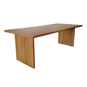 Dining table Elaiza-zibra set of 7 pieces in natural beige shade 220x100x75cm