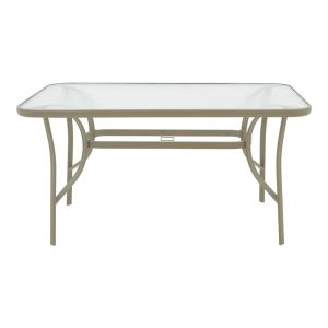 Dining table Ensure-calan metal-glass in champagne color 140x80x70cm
