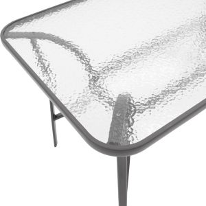 Dining table Ensure-lindaria set of 5 pieces metal in anthracite and per rattan in natural shade 140x80x70cm