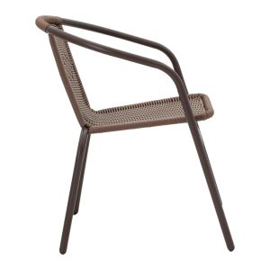Dining table Ensure-obbi 5 pcs. metal in brown shade 140x80x70cm
