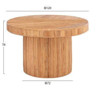 Dining table Gatsby Hm9884 natural rattan in natural color Φ120x76hcm.