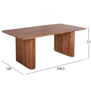 Dining table Groot Hm9683 acacia solid wood in natural color 200.5x100x72hcm