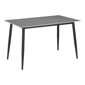 Dining table Gustas-bella set of 5 pcs gray marble sintered stone-black metal 120x60x75cm