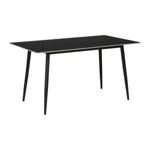 Dining table Gustas-bella set of 5 pieces gray velvet with black sintered stone marble 140x80x75cm