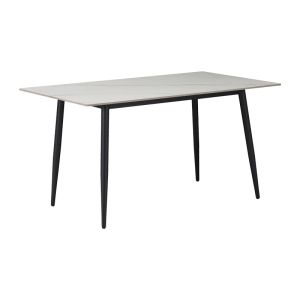 Dining table Gustas-luciano I set of 5 pieces white marble sintered stone-black metal 120x60x75cm