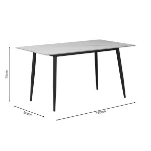 Dining table Gustasso, technical stone top and black metal legs 160x90x75cm