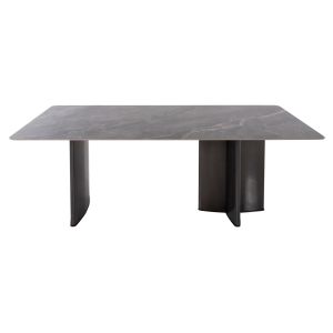 Heff dining table with ceramic top 12 mm black marble - mdf frame - black metal legs 200x100x76hcm Hm9766,01