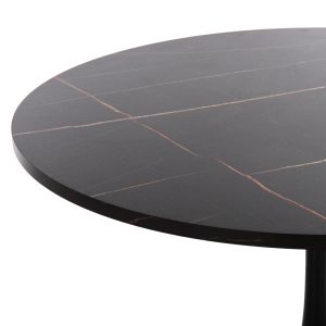 Dining table Hm9422,02 Melamine with black marble effect top and black metal legs D120x74hcm
