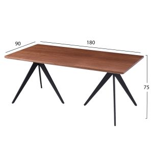 Dining table Hm9451,02 with MDF veneer top in rustic style 180x90x75hcm