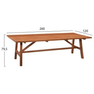 Dining table Hm9453.01 in walnut color made of teak wood 260x120x79.5hcm