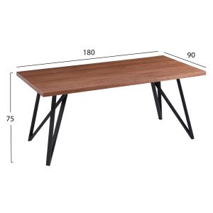 Dining table Hm9467.02 with MDF veneer top in rustic style 180x90x75hcm