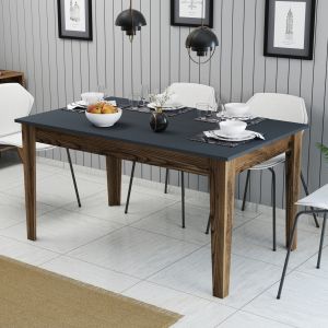 Dining table Hm9507.01 melamine walnut-anthracite with storage space 145x88x75hcm