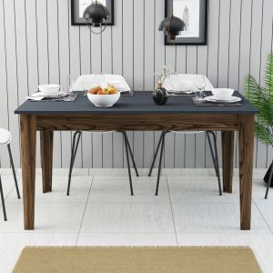 Dining table Hm9507.01 melamine walnut-anthracite with storage space 145x88x75hcm