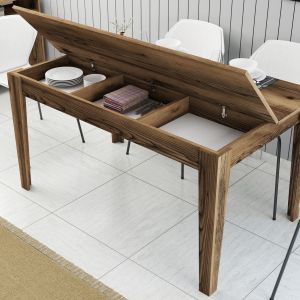 Dining table Hm9507.04 melamine with storage space 145x88x75hcm