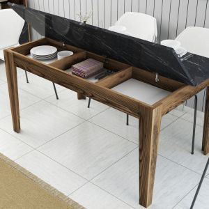 Dining table Hm9507.05 melamine with storage space 145x88x75hcm