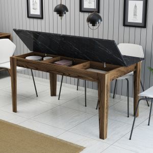 Dining table Hm9507.05 melamine with storage space 145x88x75hcm