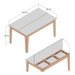 Dining table Hm9507.06 melamine with storage space 145x88x75hcm