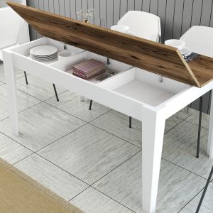 Dining table Hm9507.07 melamine with storage space 145x88x75hcm