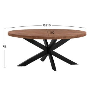 Dining table Industrial solid mango wood top 210χ100χ78 Hm8483