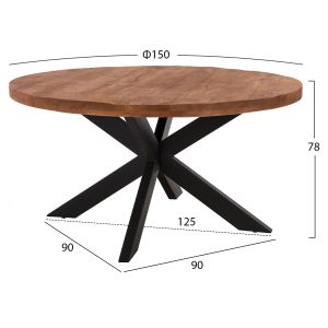 Dining table Industrial solid mango wood top 6cm Hm8485,11 150x78cm